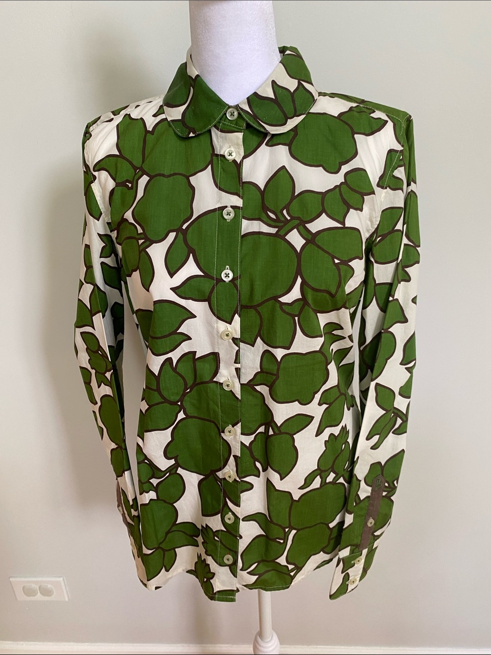 Boden Womens Green and White Floral Button-Down Shirt UK 10 US 6